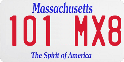 MA license plate 101MX8