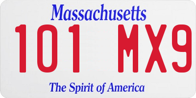 MA license plate 101MX9