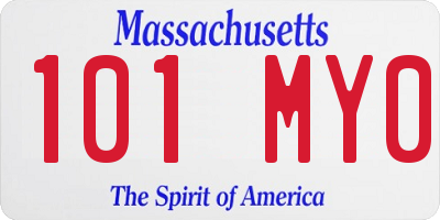 MA license plate 101MY0