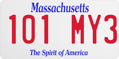 MA license plate 101MY3