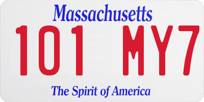 MA license plate 101MY7