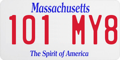 MA license plate 101MY8