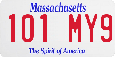 MA license plate 101MY9