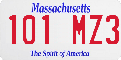 MA license plate 101MZ3