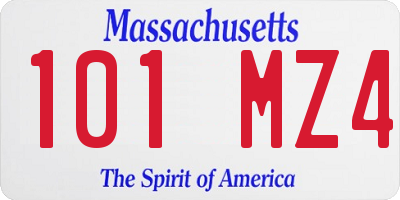 MA license plate 101MZ4