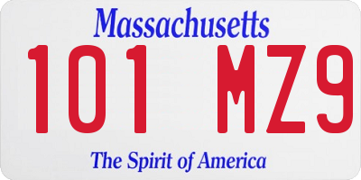 MA license plate 101MZ9