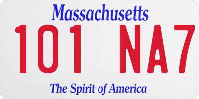 MA license plate 101NA7