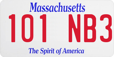 MA license plate 101NB3