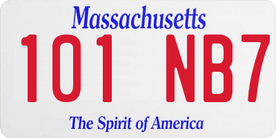 MA license plate 101NB7