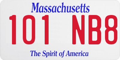 MA license plate 101NB8