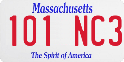 MA license plate 101NC3