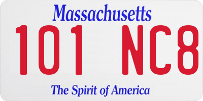 MA license plate 101NC8