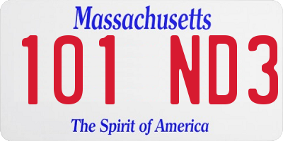 MA license plate 101ND3