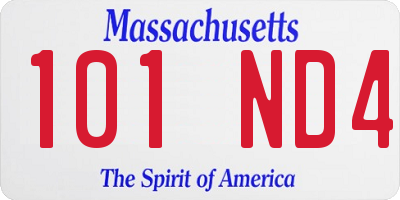 MA license plate 101ND4