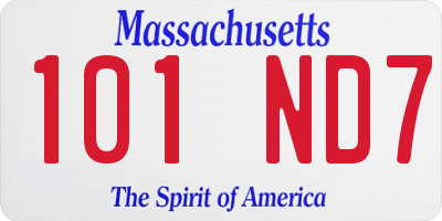 MA license plate 101ND7