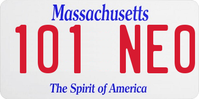MA license plate 101NE0
