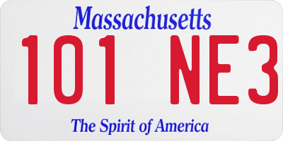 MA license plate 101NE3