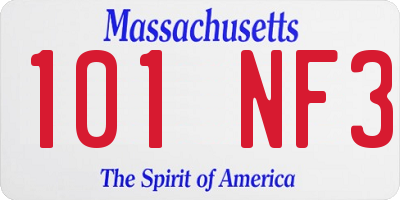MA license plate 101NF3