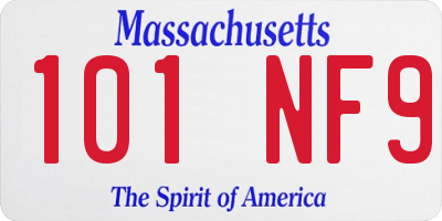 MA license plate 101NF9