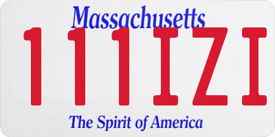 MA license plate 111IZI