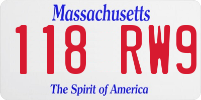 MA license plate 118RW9