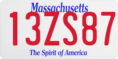 MA license plate 13ZS87