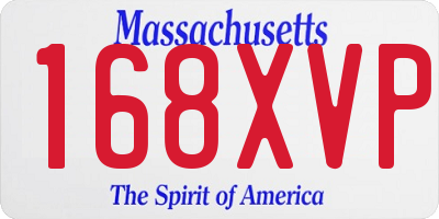 MA license plate 168XVP