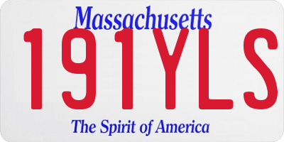MA license plate 191YLS