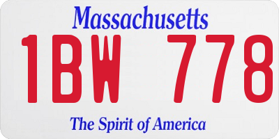 MA license plate 1BW778