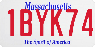 MA license plate 1BYK74