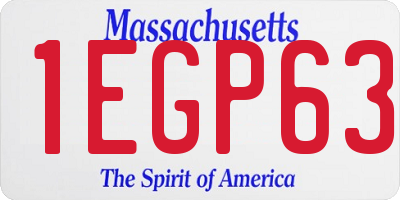 MA license plate 1EGP63