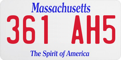 MA license plate 361AH5