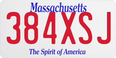 MA license plate 384XSJ