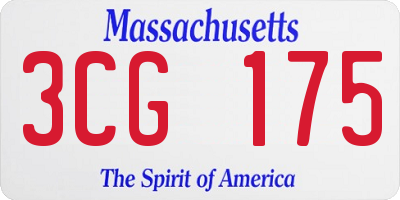 MA license plate 3CG175