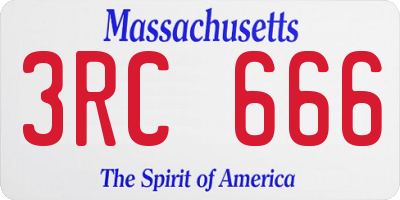 MA license plate 3RC666