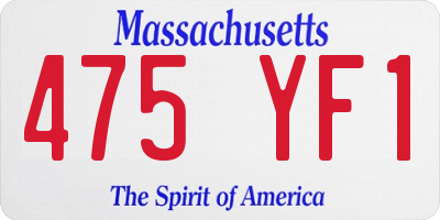 MA license plate 475YF1