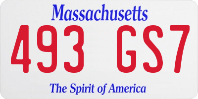 MA license plate 493GS7