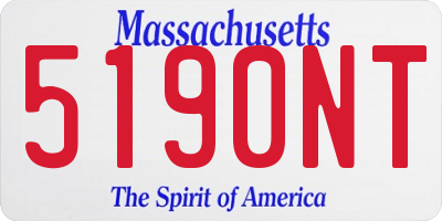 MA license plate 5190NT
