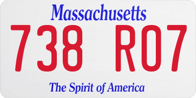 MA license plate 738RO7