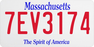 MA license plate 7EV3174