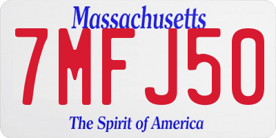 MA license plate 7MFJ50