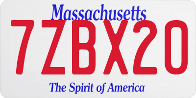 MA license plate 7ZBX20