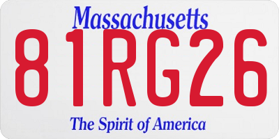MA license plate 81RG26