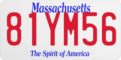 MA license plate 81YM56