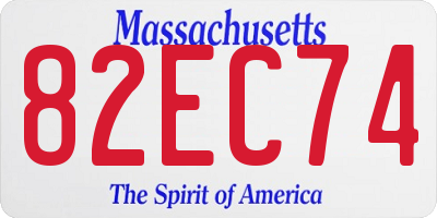 MA license plate 82EC74