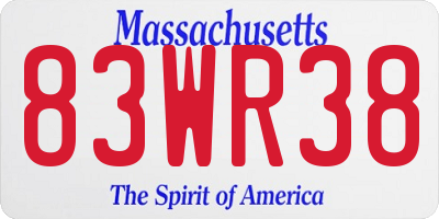 MA license plate 83WR38