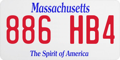 MA license plate 886HB4