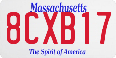 MA license plate 8CXB17