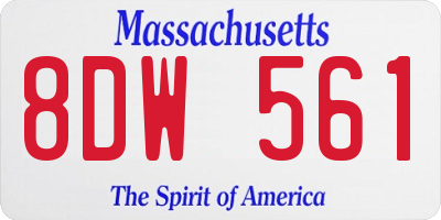 MA license plate 8DW561