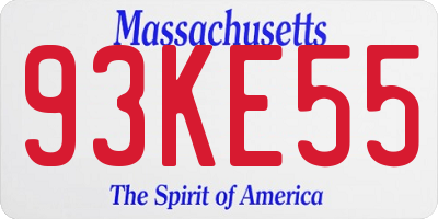 MA license plate 93KE55